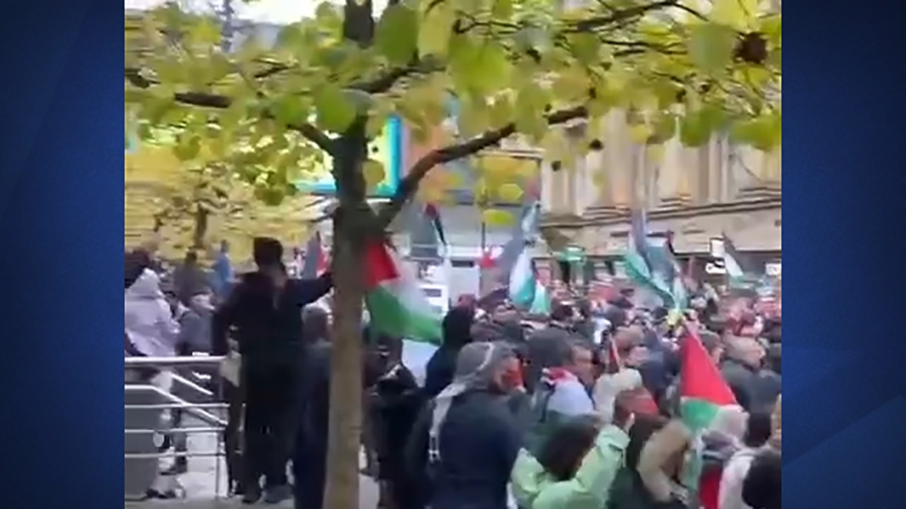 تجمع حامیان فلسطین در منچستر انگلیس + فیلم