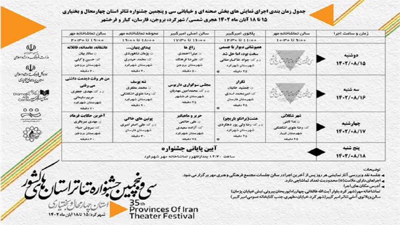 چراغ سی و پنجمین جشنواره تئاتر چهارمحال و بختیاری روشن شد