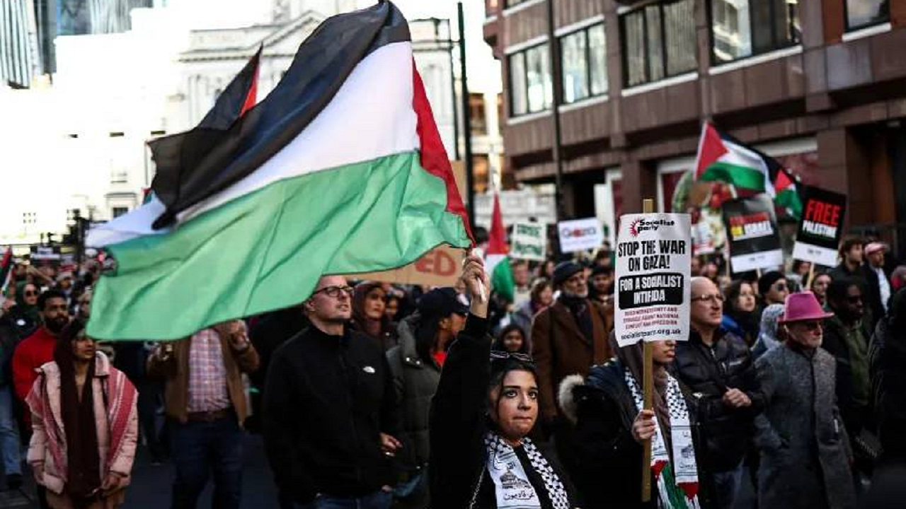 تظاهرات بیش از صد هزار حامی فلسطین در پایتخت انگلیس + تصاویر