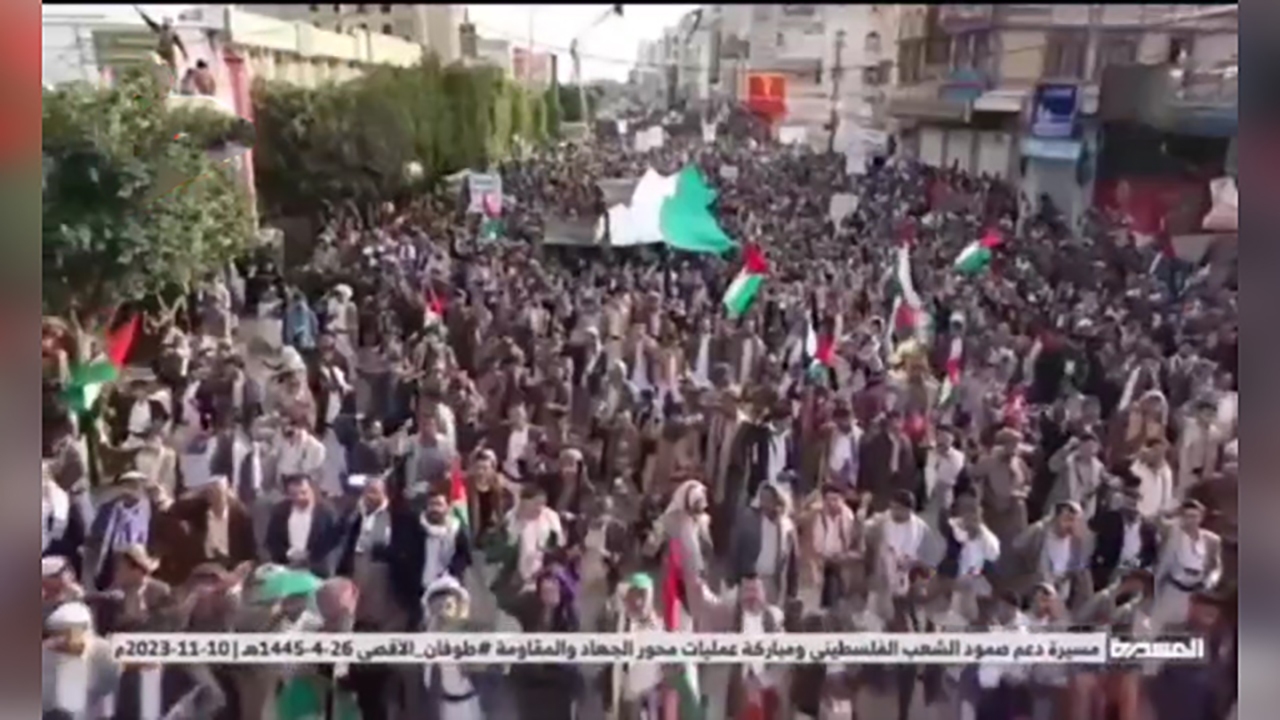 اجتماع عظیم مردم یمن در دفاع از فلسطینی‌ها + فیلم