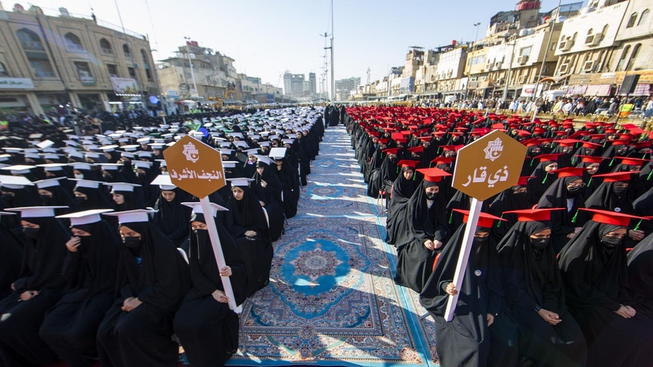 جشن فارغ التحصیلی دانشجویان دختر در مرقد حضرت عباس (ع) + فیلم