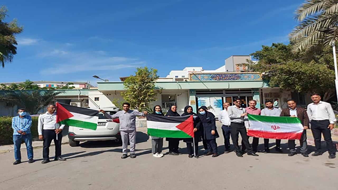 تجمع کادر درمانی بیمارستان‌های هرمزگان در محکومیت جنایات رژیم صهیونیستی در غزه