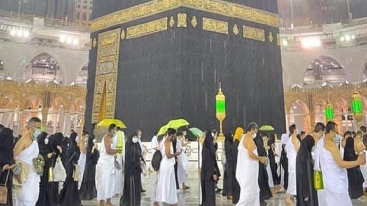 تصاویری از بارش باران در مسجدالحرام