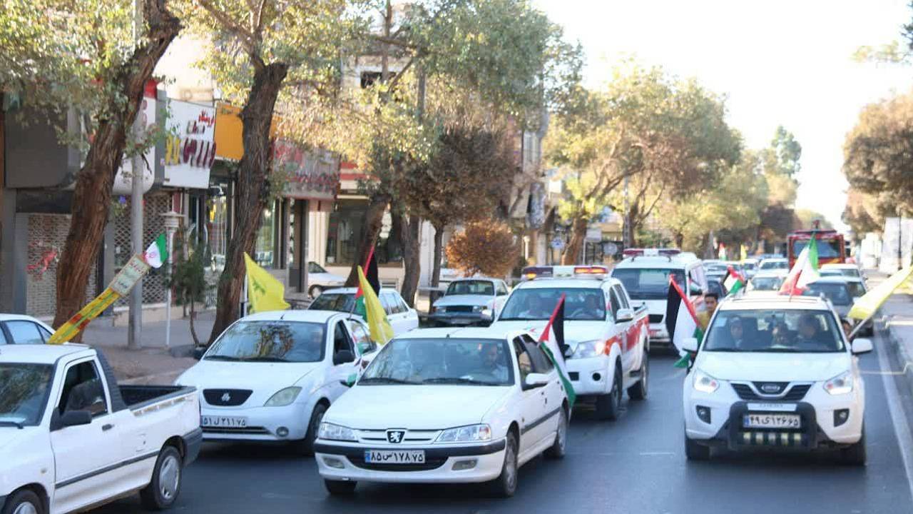 کاروان خودرویی حمایت از مردم مظلوم غزه در رفسنجان + تصاویر