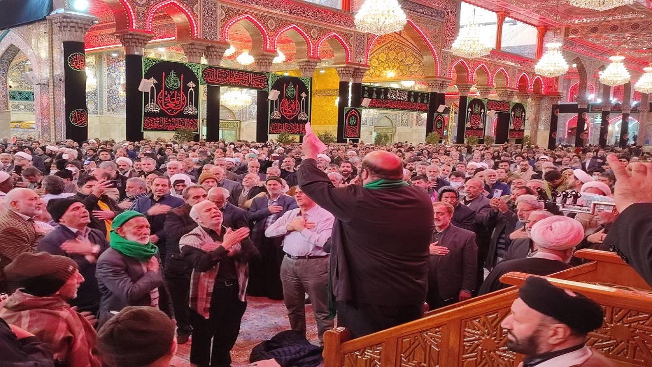 مراسم عزاداری ایام فاطمیه با مداحی سید علی حسینی نژاد در کربلا + فیلم و تصاویر