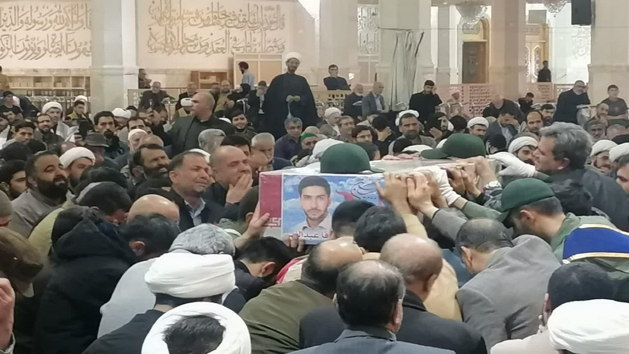 وداع با پیکر شهید آقا عبداللهی در حرم حضرت معصومه (س)