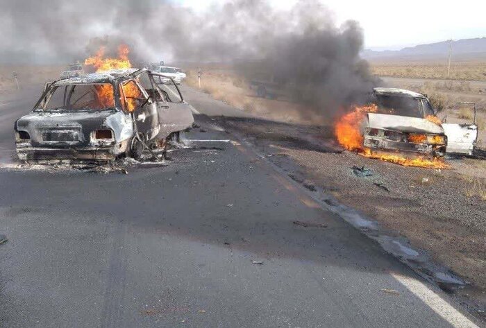 آتش گرفتن خودروها بر اثر تصادف