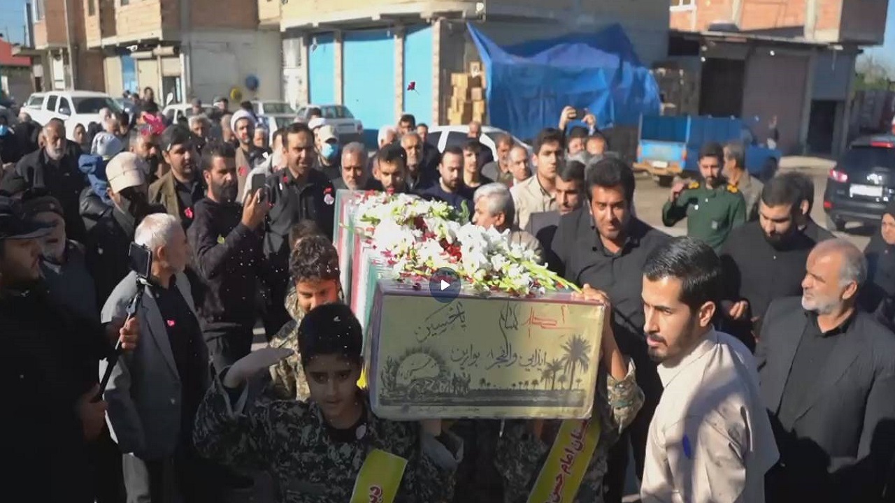سنگ تمام دانش آموزان شهر ارطه در مراسم تشییع شهید گمنام + فیلم