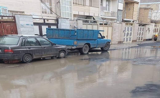 آبگرفتگی و بارش باران ئر معابر شهرک تکاور کرمانشاه