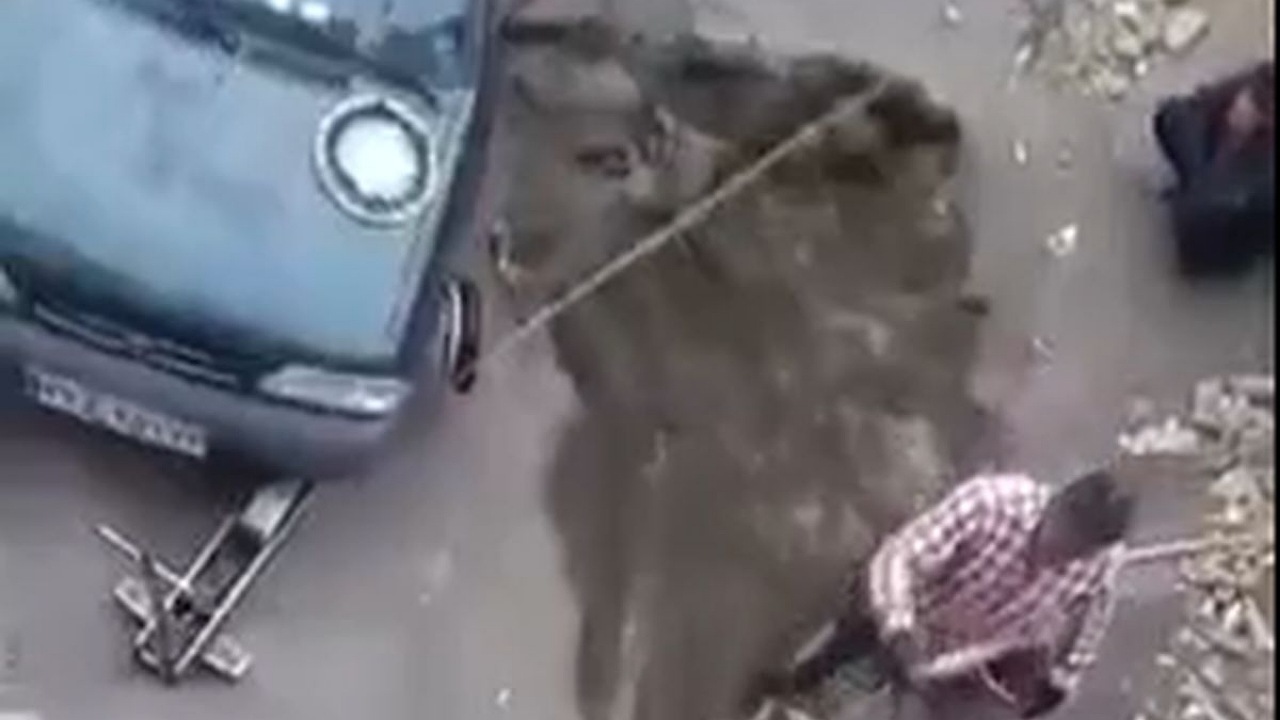 استفاده خلاقانه راننده پراید برای بالا بردن مصالح ساختمانی! + فیلم
