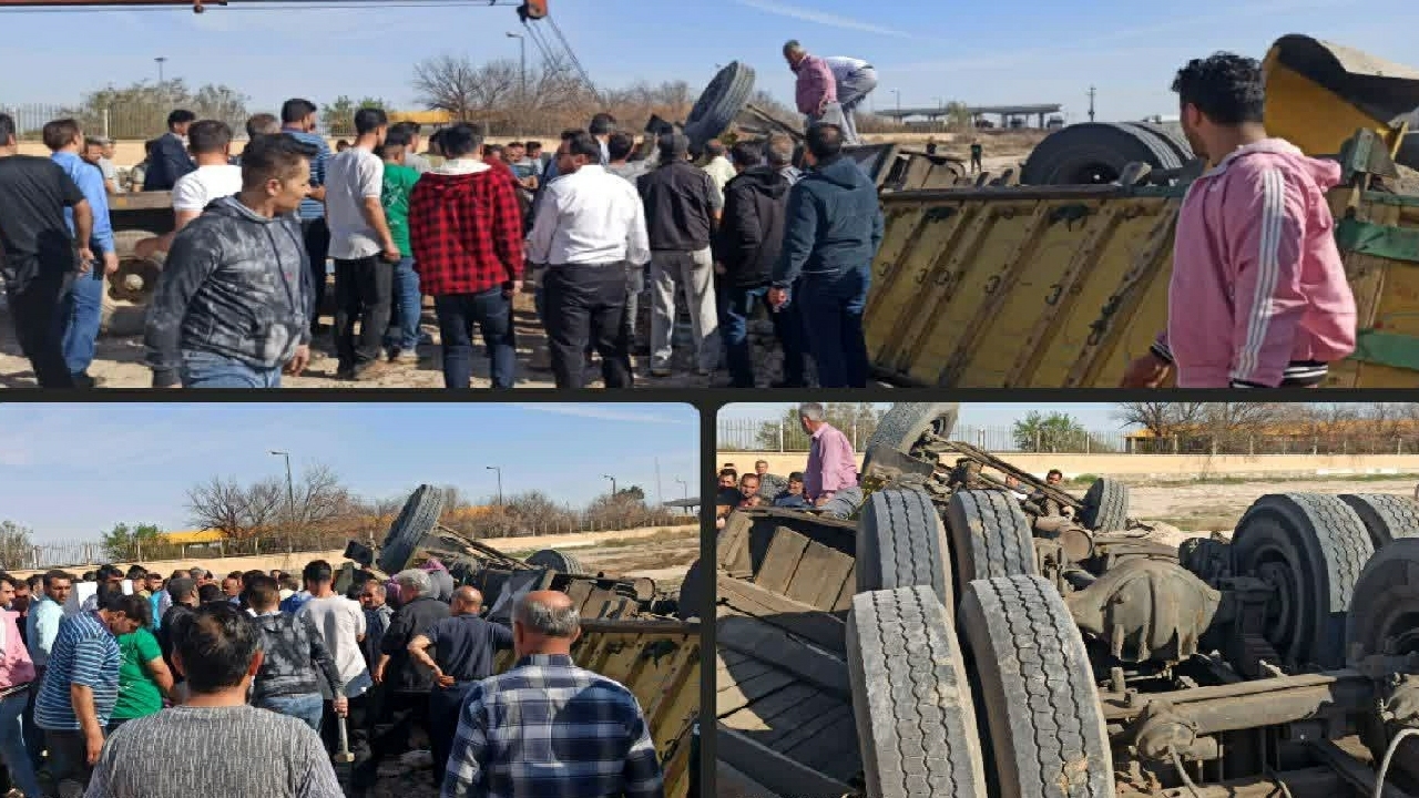 واژگونی کامیون در محور قزوین به بویین زهرا 
