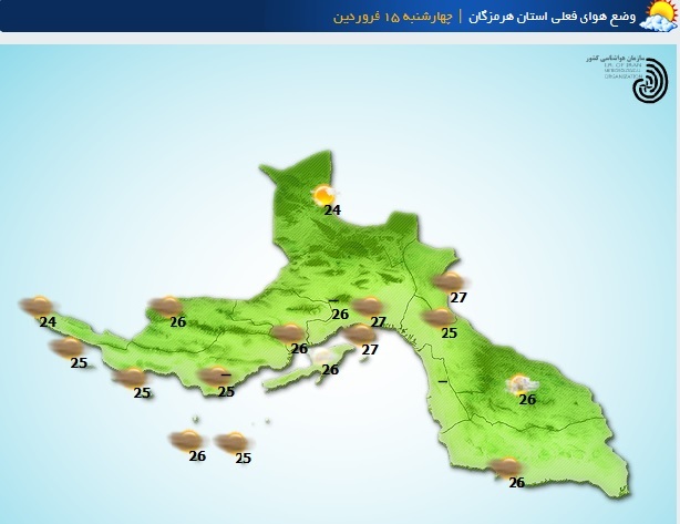 پیش بینی وضعیت جوی، دریایی و دمایی استان هرمزگان