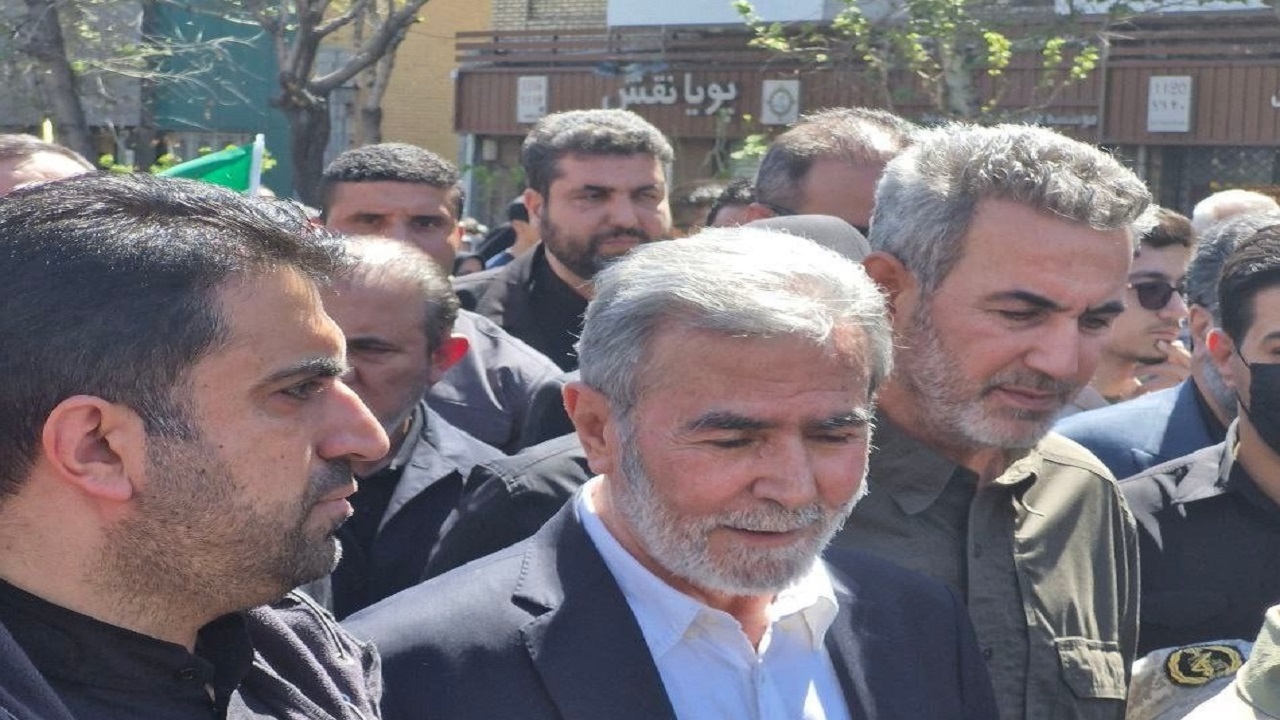حضور زیاد النخاله در راهپیمایی روز قدس در تهران