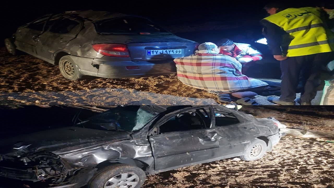 مصدوم شدن چهار سرنشین خودرو درحادثه واژگونی