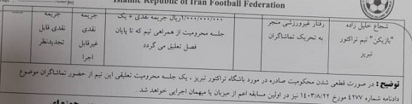 اعلام رای انضباطی