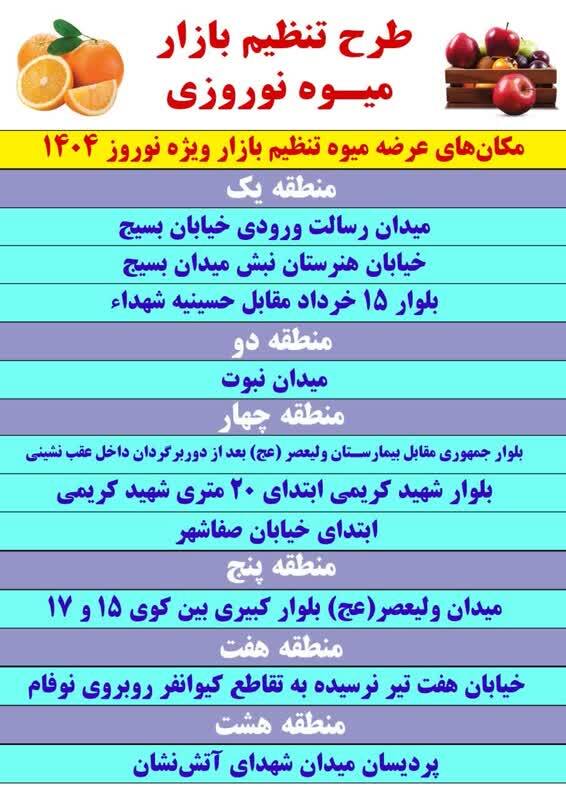 برپایی ۱۰ غرفه موقت برای عرضه میوه تنظیم بازار نوروزی در قم