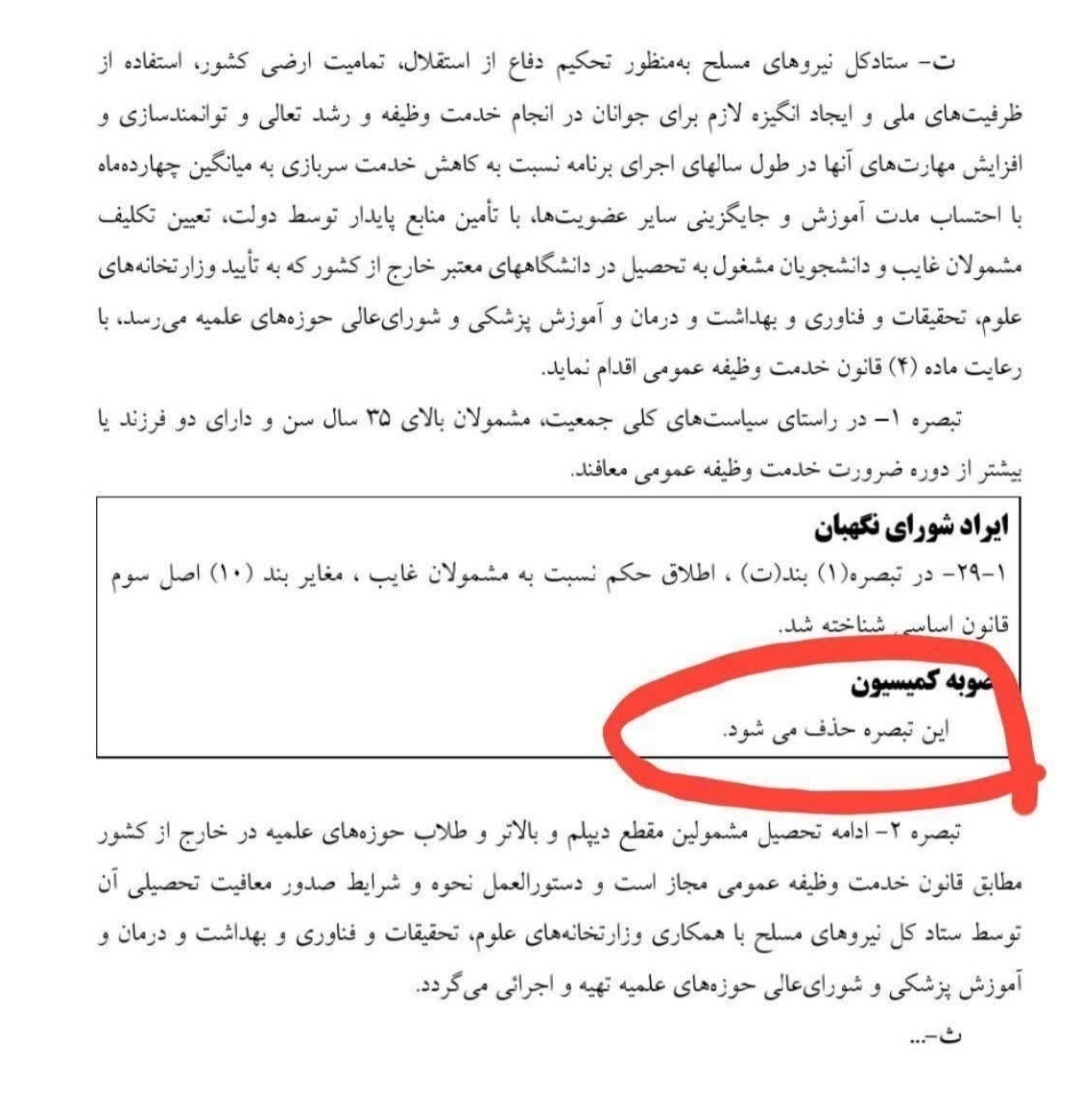 معافیت مشمولان ۳۵ساله و دارای ۲فرزند از قانون بودجه حذف شد