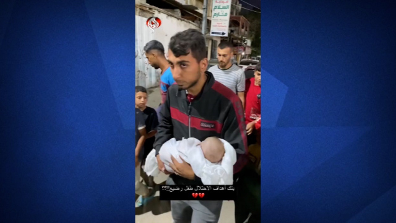 شهادت نوزاد فلسطینی در بمباران‌های بامداد امروز در رفح + فیلم