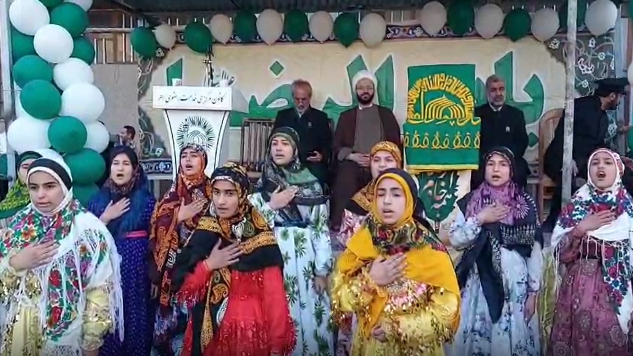 جشن دهه کرامت و استقبال از پرچم متبرک حرم رضوی در اهر + فیلم