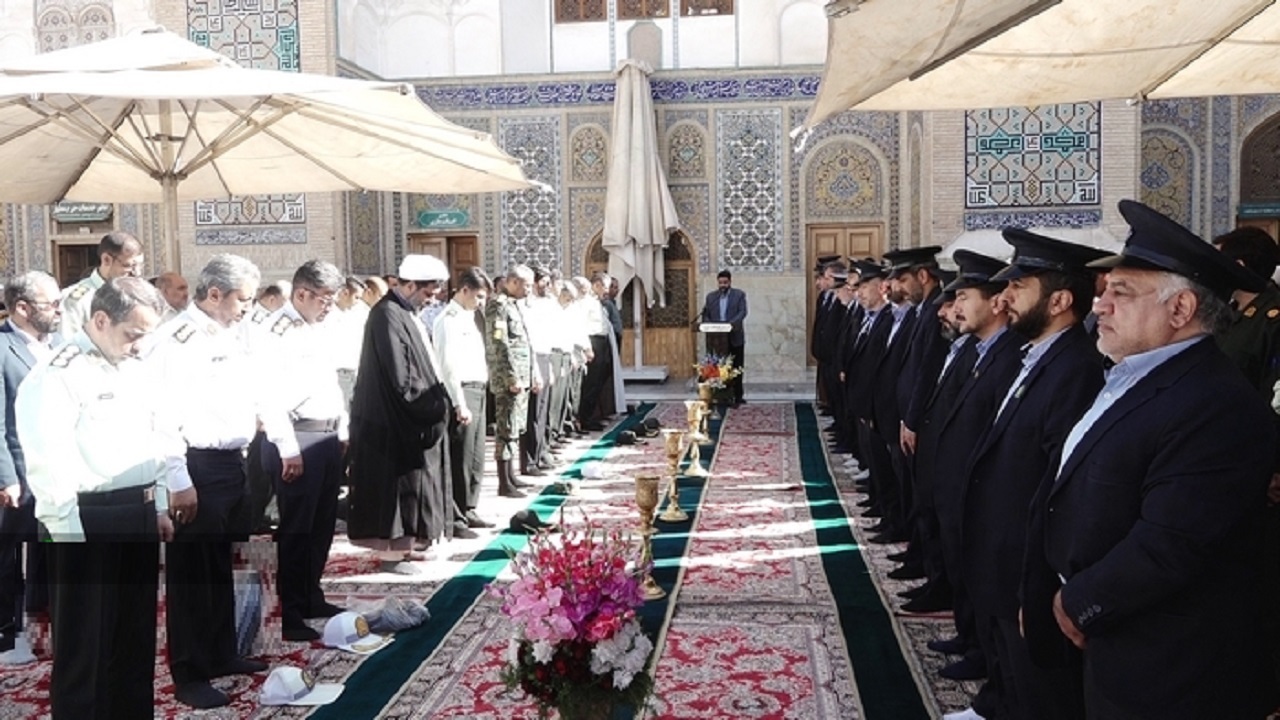 آئین خطبه خوانی کارکنان فراجا در حرم مطهر بانوی کرامت