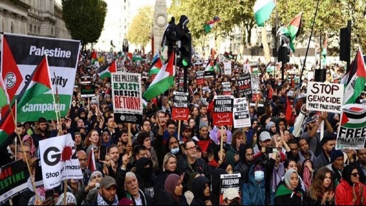 حمایت لندنی‌ها از مردم مظلوم فلسطین + فیلم