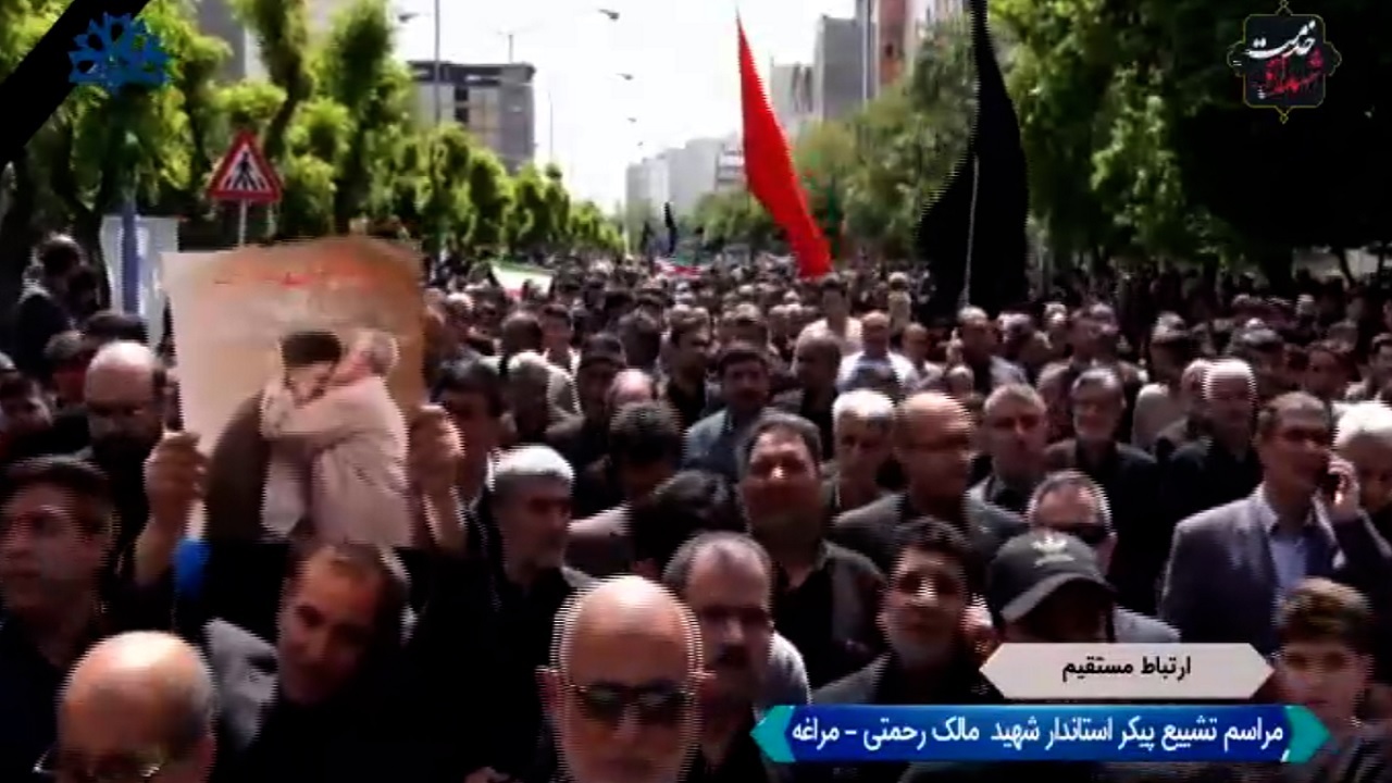 تشییع پیکر استاندار شهید آذربایجان شرقی در مراغه