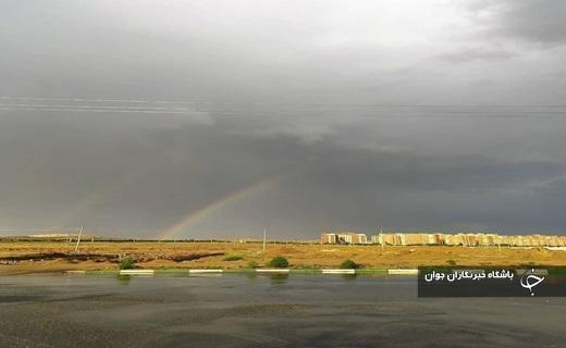پدیده رنگین کمان در آسمان شهر قم