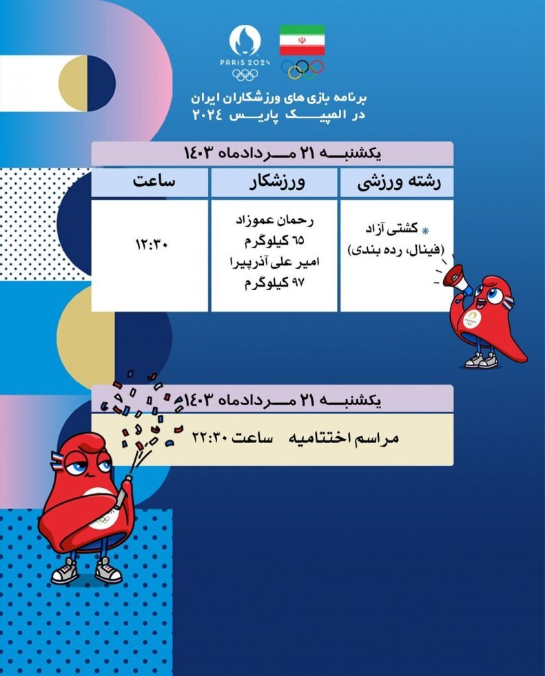 برنامه کاروان ایران در المپیک پاریس ۲۰۲۴