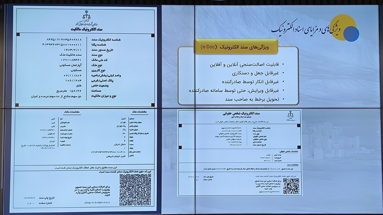صدور روزانه ۳۰ هزار سند الکترونیک مالکیت در کشور + فیلم