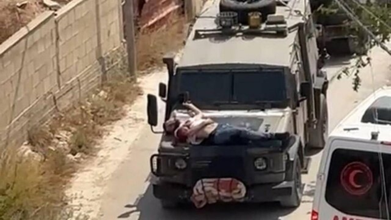 استفاده صهیونیست‌ها از مجروح فلسطینی به عنوان سپر انسانی در جنین