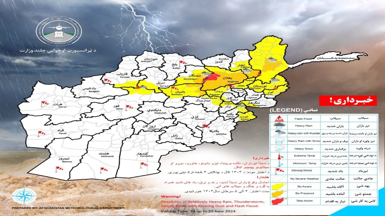 هشدار وقوع سیلاب در برخی ولایات افغانستان