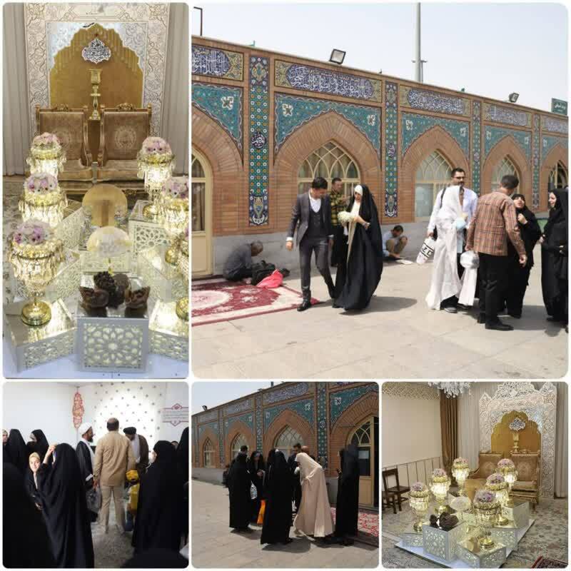 پیوند آسمانی ۱۱۰ زوج جوان در حرم مطهر بانوی کرامت
