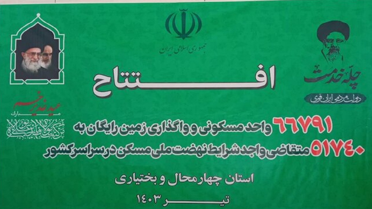 بهره‌برداری از هزار و ۷۷۳ واحد مسکن ملی در چهارمحال و بختیاری