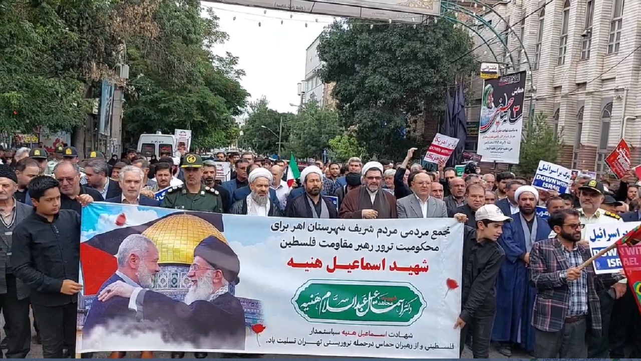 تجمع مردم اهر در محکومیت ترور شهید اسماعیل هنیه + فیلم