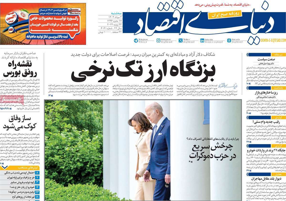 روزنامه دنیای اقتصاد روزنامه دنیای اقتصاد