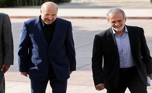 گپ و گفت قالیباف و پزشکیان در حیاط مجلس قبل از آغاز جلسه رسمی مجلس