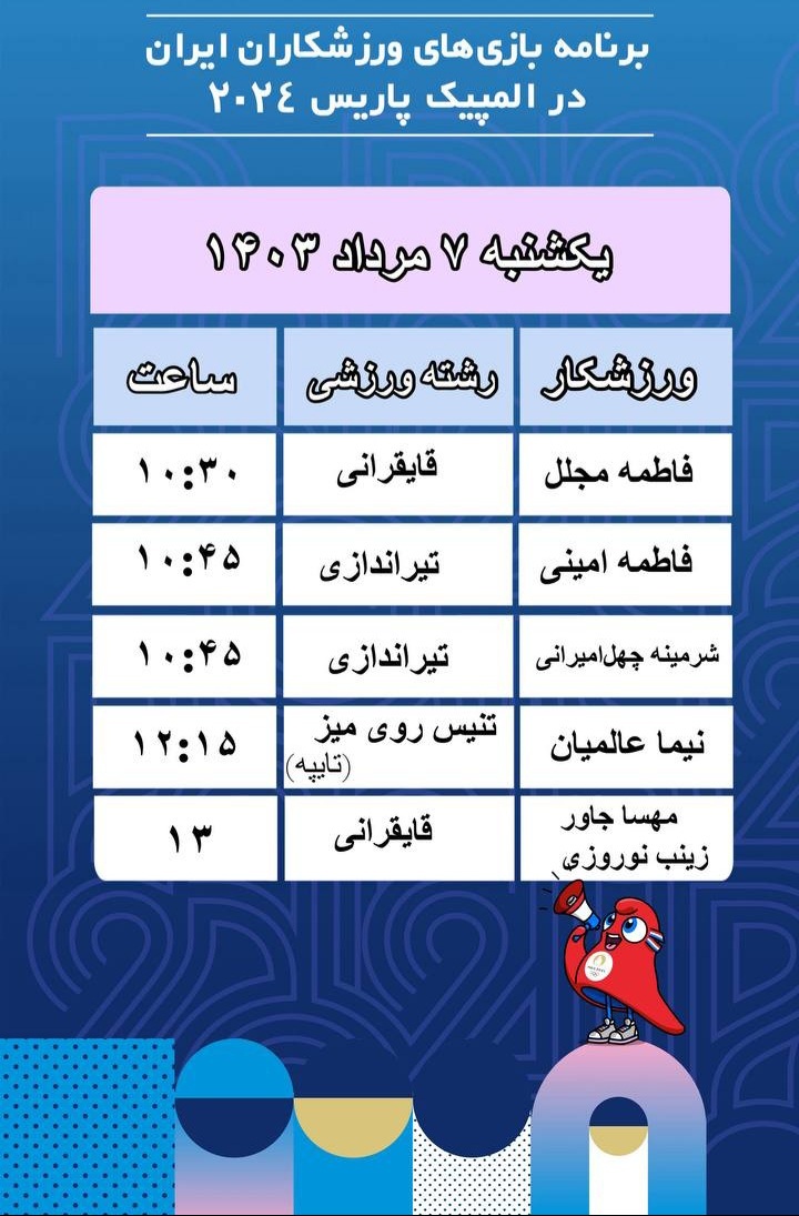 برنامه مسابقات کاروان ایران