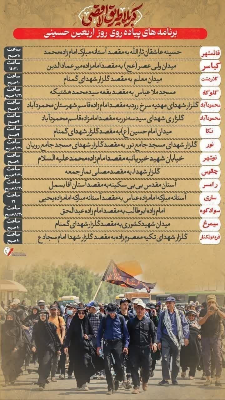 برگزاری راهپیمایی بزرگ جاماندگان اربعین در مازندران