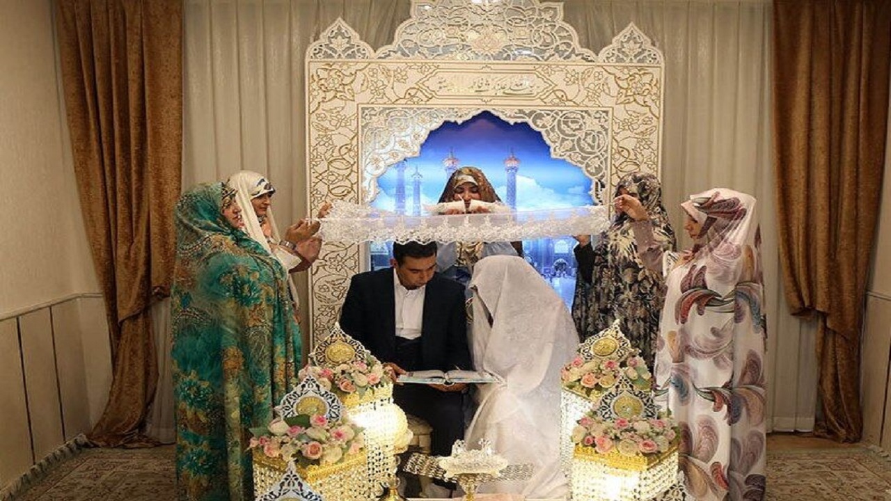 پیوند آسمانی ۱۶۵ زوج جوان در اتاق عقد حرم مطهر بانوی کرامت
