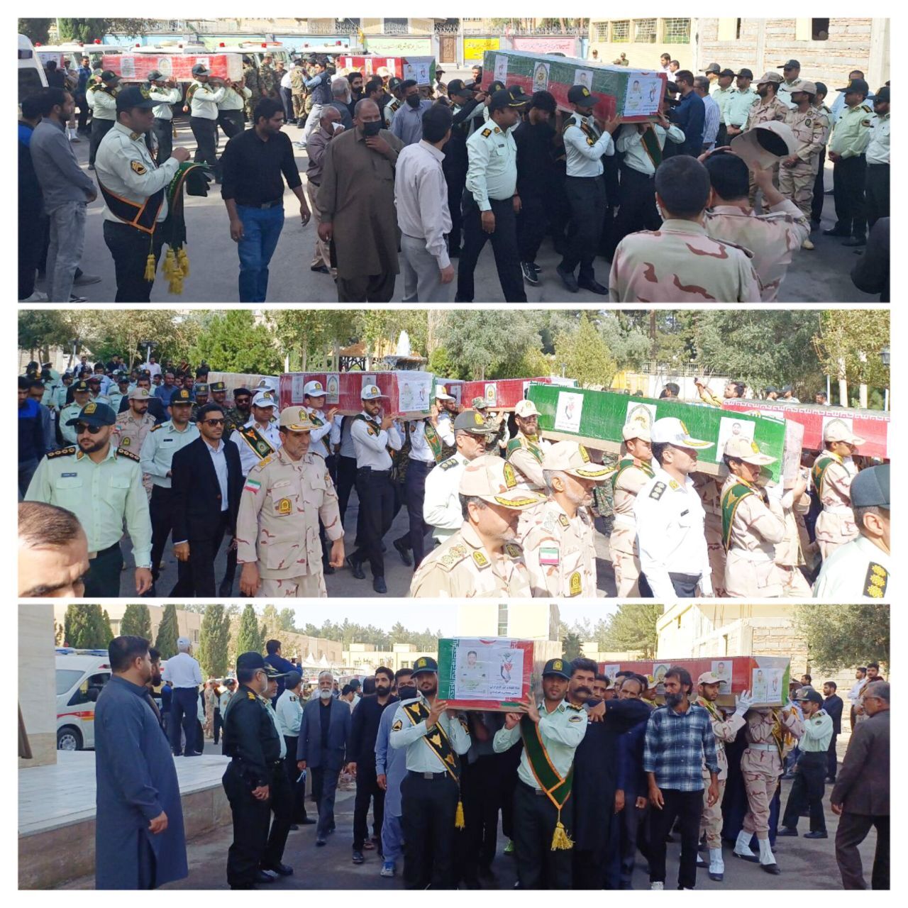 تشییع و وداع با پیکر مطهر شهدا تروریستی تفتان در زاهدان +فیلم
