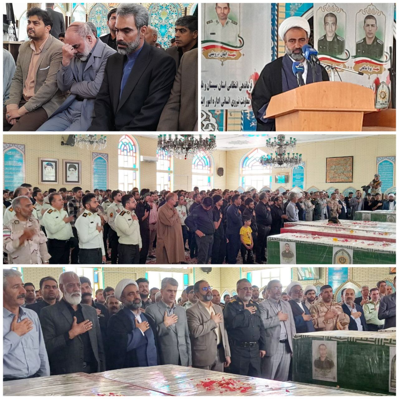 تشییع و وداع با پیکر مطهر شهدا تروریستی تفتان در زاهدان +فیلم