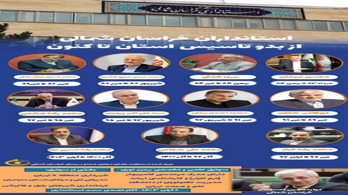 باشگاه خبرنگاران -استانداران خراسان‌شمالی از تاسیس تاکنون 