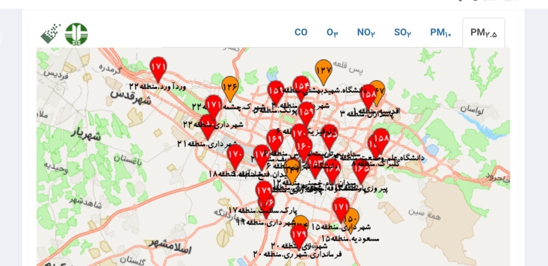 هوای ۲۲ منطقه تهران