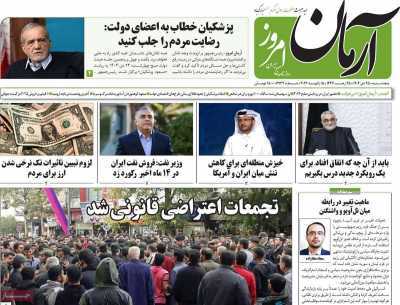 صفحه نخست روزنامه&zwnj;ها - پنجشنبه ۲۵ دی