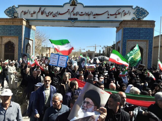 فریاد «مرگ بر آمریکا و اسرائیل» در راهپیمایی مردم شیراز طنین‌انداز شد