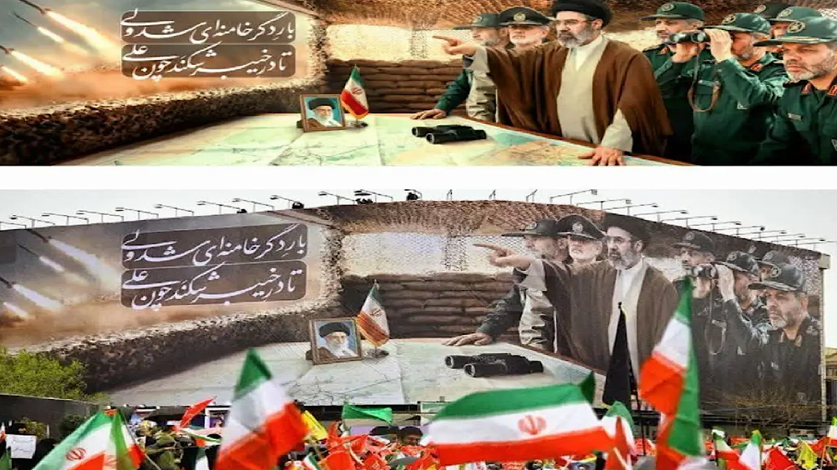 باشگاه خبرنگاران -دیوارنگاره میدان انقلاب؛ رهبر معظم انقلاب در سنگر فرماندهی جنگ