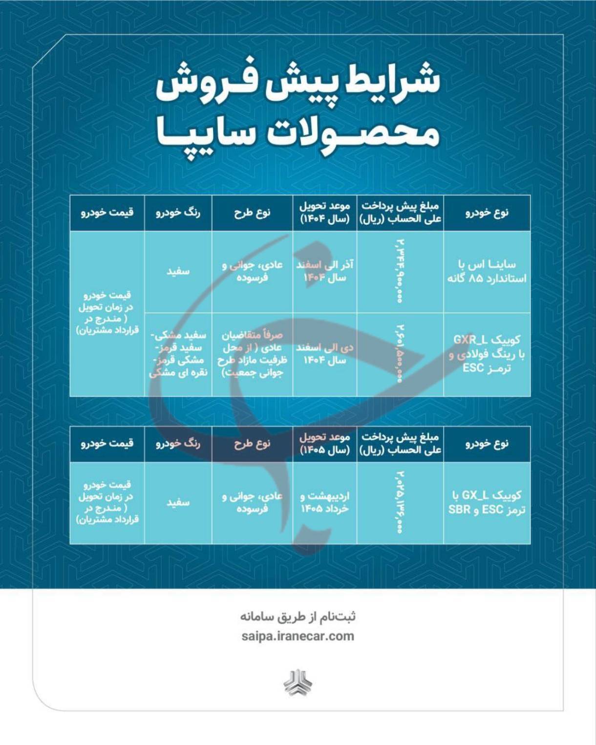 شرایط پیش فروش محصولات سایپا برای طرح جوانی جمعیت اعلام شد+ عکس
