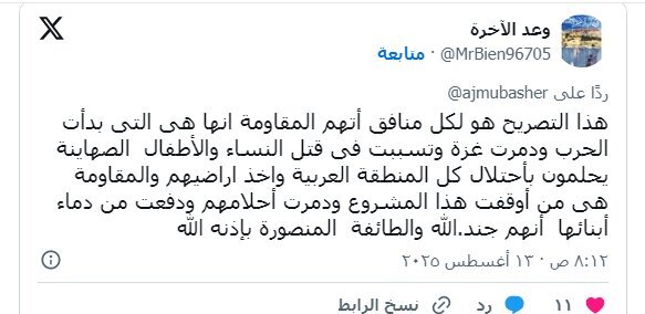 انتقاد کاربر عرب از خلع سلاح مقاومت