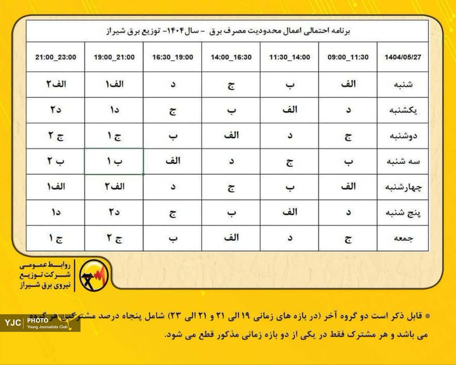 خاموشی&zwnj;های برنامه&zwnj;ریزی شده در شیراز تغییر کرد/ اعمال مدیریت اضطراری بار به صورت گردشی