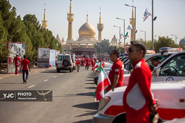 آیین بدرقه ناوگان امدادی و درمانی جمعیت هلال‌احمر برای اربعین ۱۴۰۴